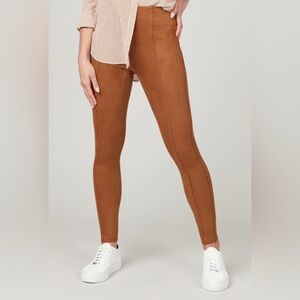 SPANX FAUX SUEDE LEGGINGS RICH CARAMEL SIZE Small